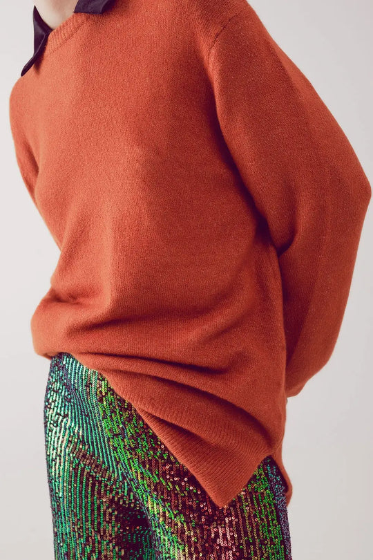round neck oversized jumper dress in orange - ORANGE / ONE - Sweaters