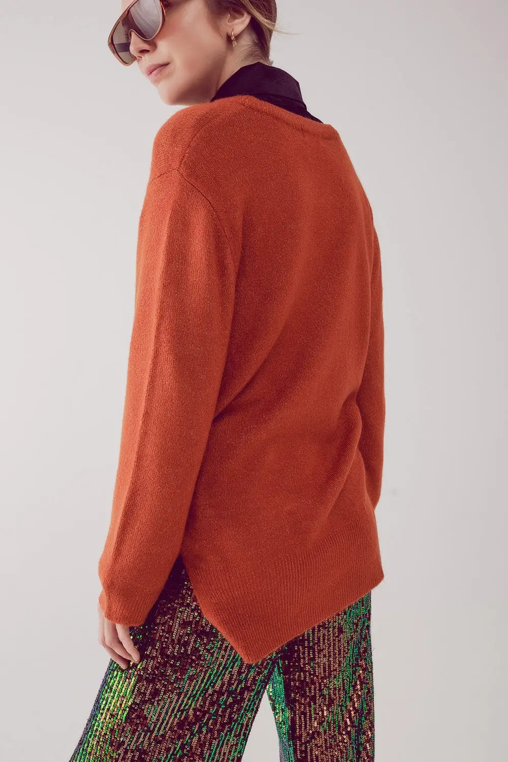 round neck oversized jumper dress in orange - ORANGE / ONE - Sweaters