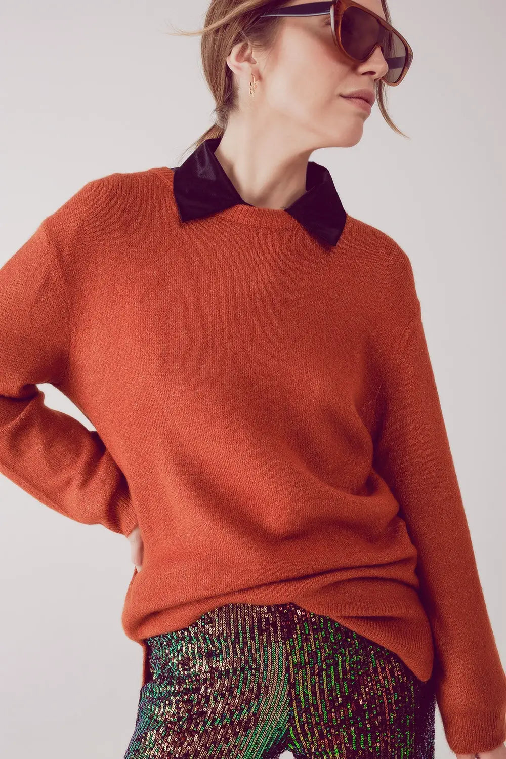 round neck oversized jumper dress in orange - ORANGE / ONE - Sweaters