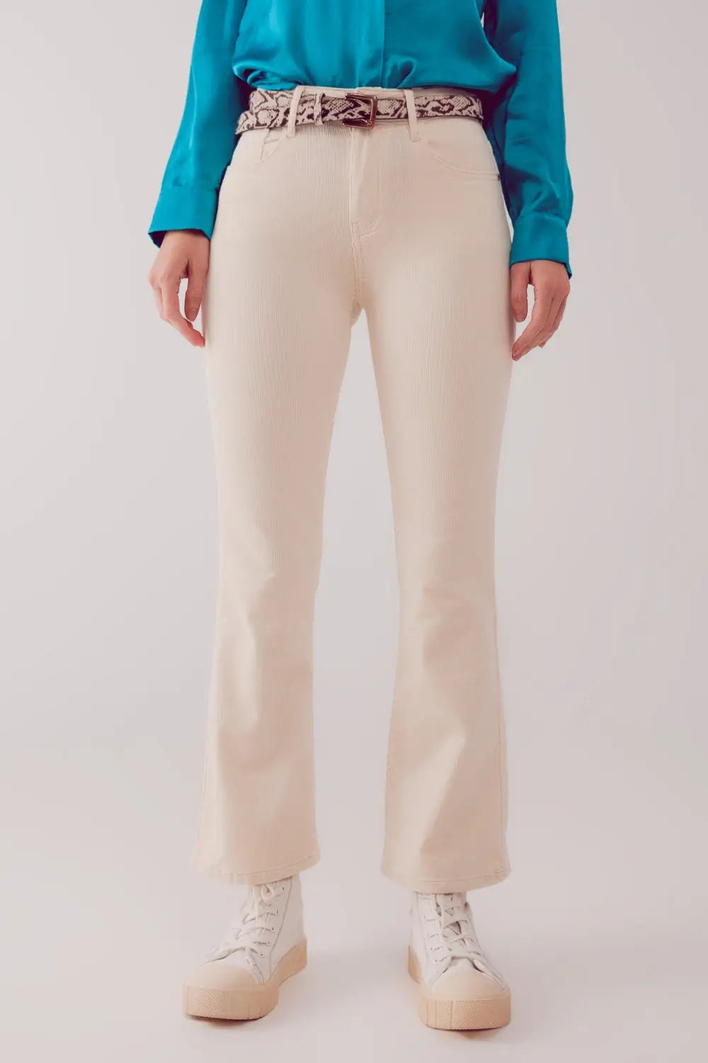 Cord flare in cream - Pants