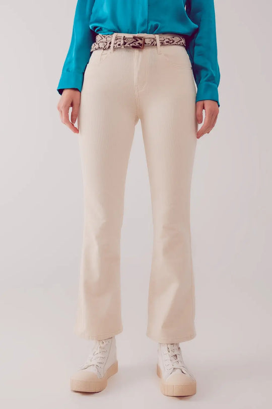 Cord flare in cream - Pants
