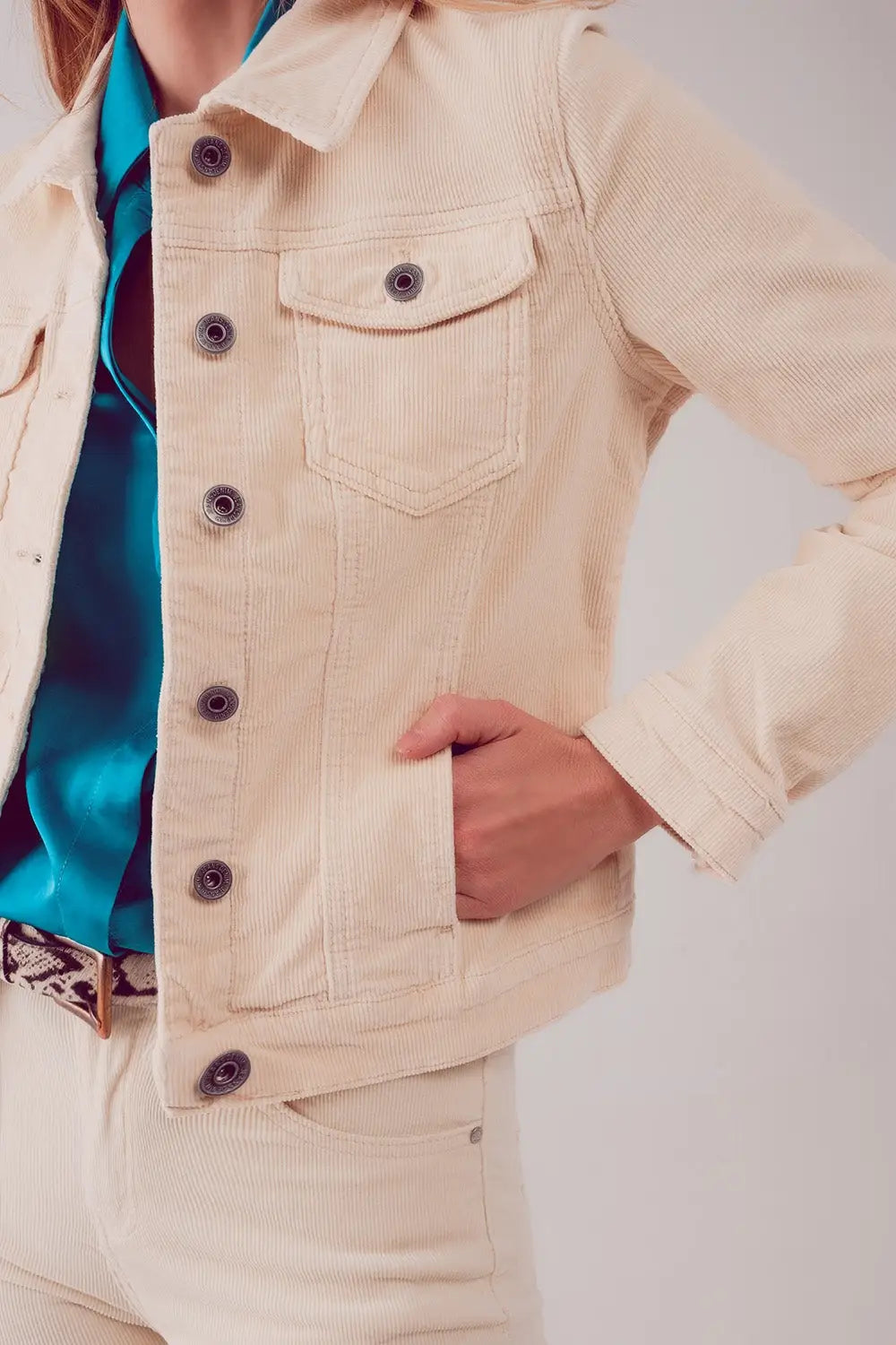 Cord jacket in beige - Jackets