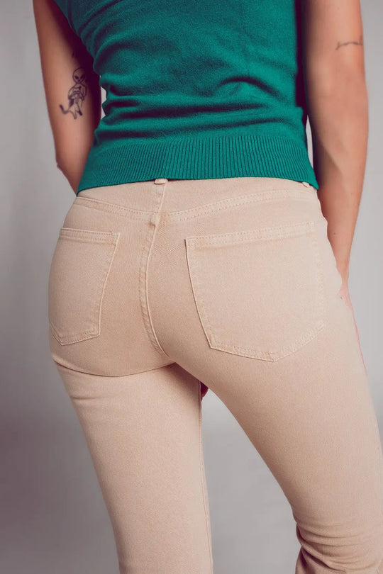 high waist flare jean in sand - Colored Jeans