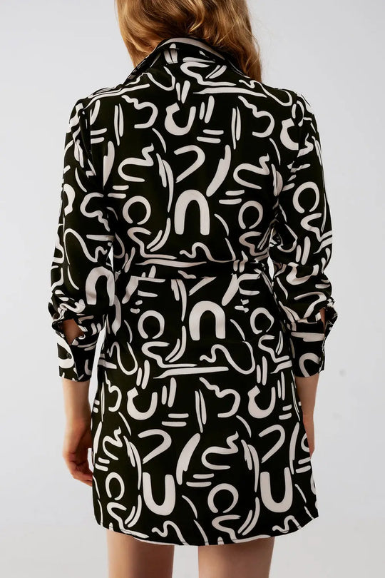 Button front mini shirt dress in black - Dresses