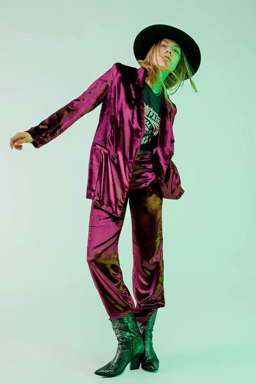 Purple velvet oversized blazer - Jackets