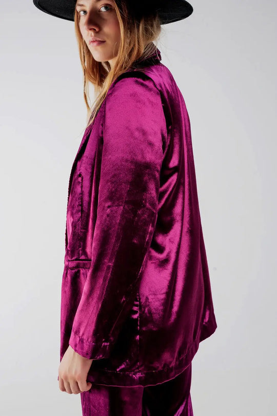 Purple velvet oversized blazer - Jackets