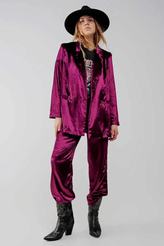 Purple velvet oversized blazer - Jackets