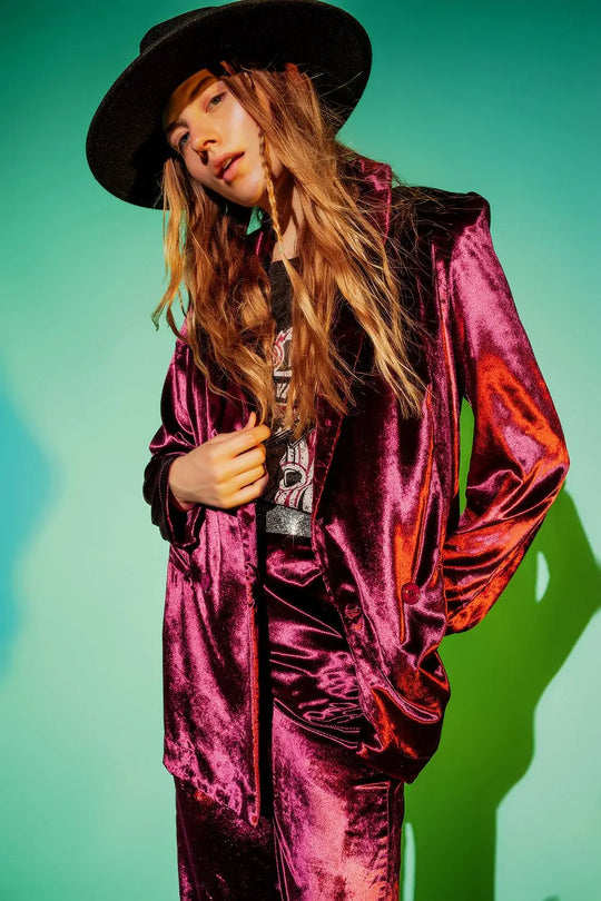 Purple velvet oversized blazer - Jackets