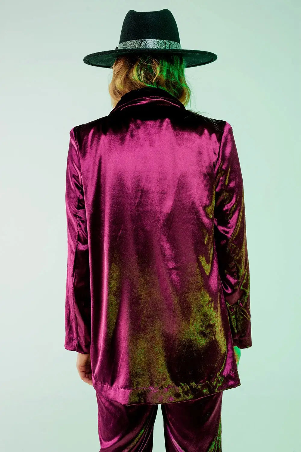 Purple velvet oversized blazer - Jackets