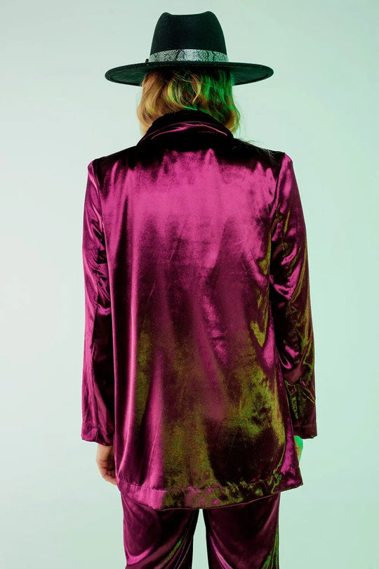 Purple velvet oversized blazer - Jackets