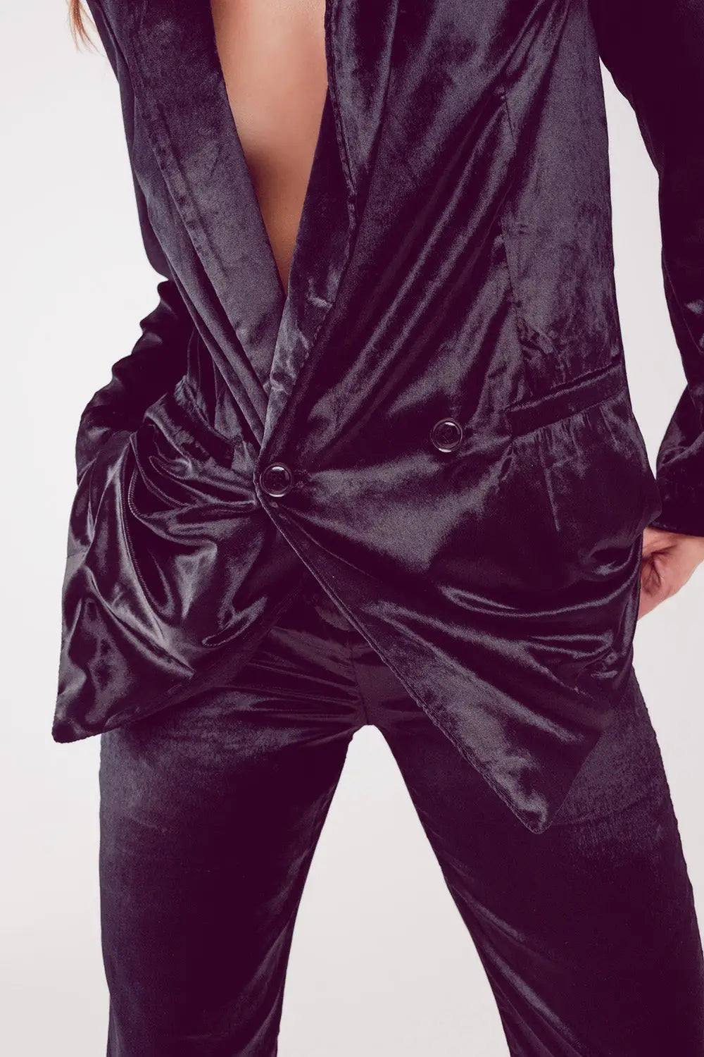 Black velvet oversized blazer - Jackets