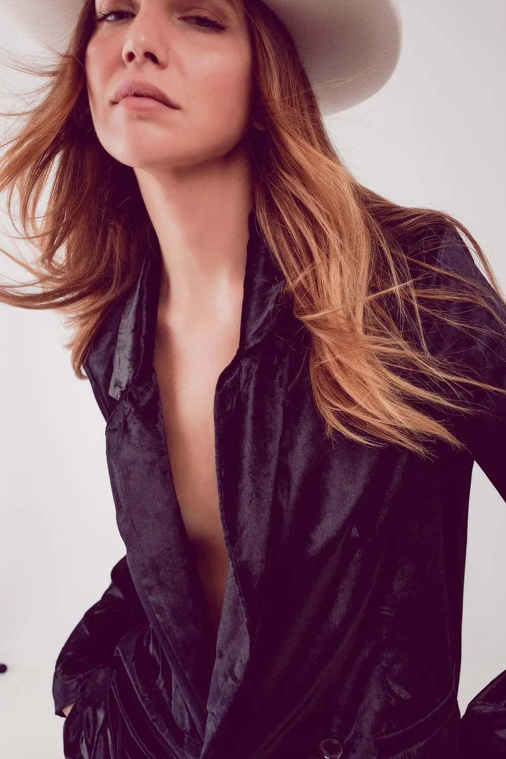 Black velvet oversized blazer - Jackets