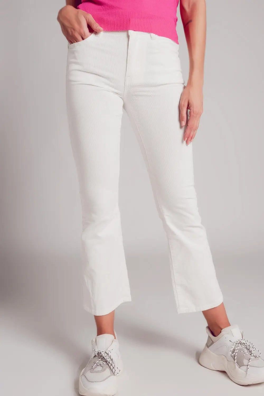 Cord flare in white - Pants