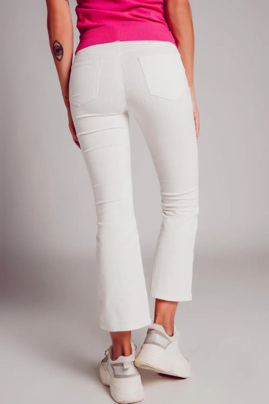 Cord flare in white - Pants