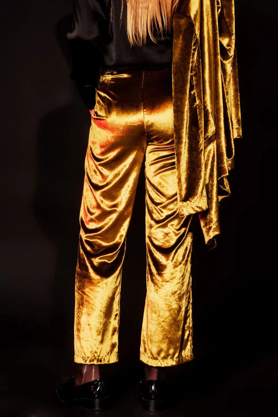 Straight leg velvet pants in lime - Pants