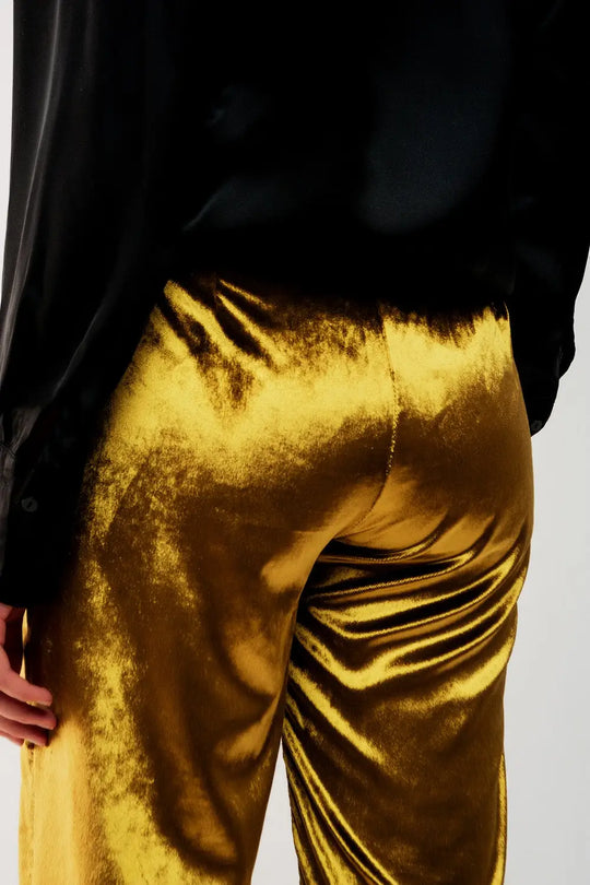 Straight leg velvet pants in lime - Pants