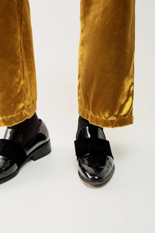 Straight leg velvet pants in lime - Pants