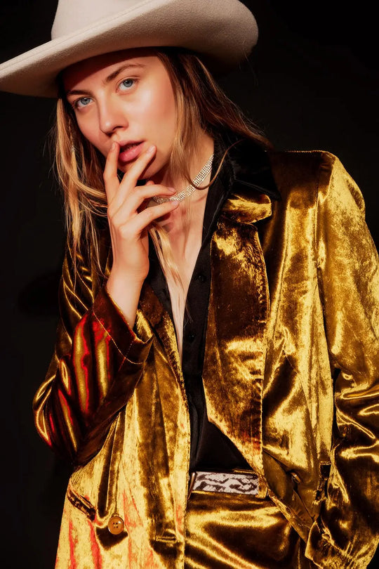 Lime green velvet oversized blazer - Jackets