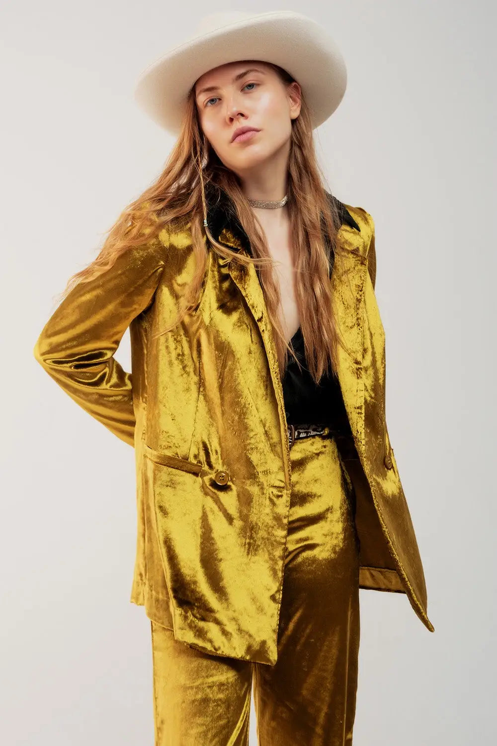 Lime green velvet oversized blazer - Jackets