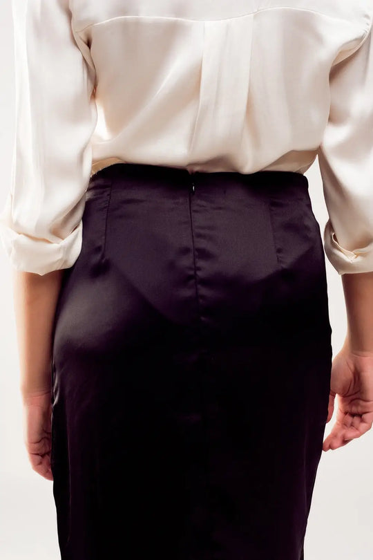 Split front midi skirt in black - Skirts