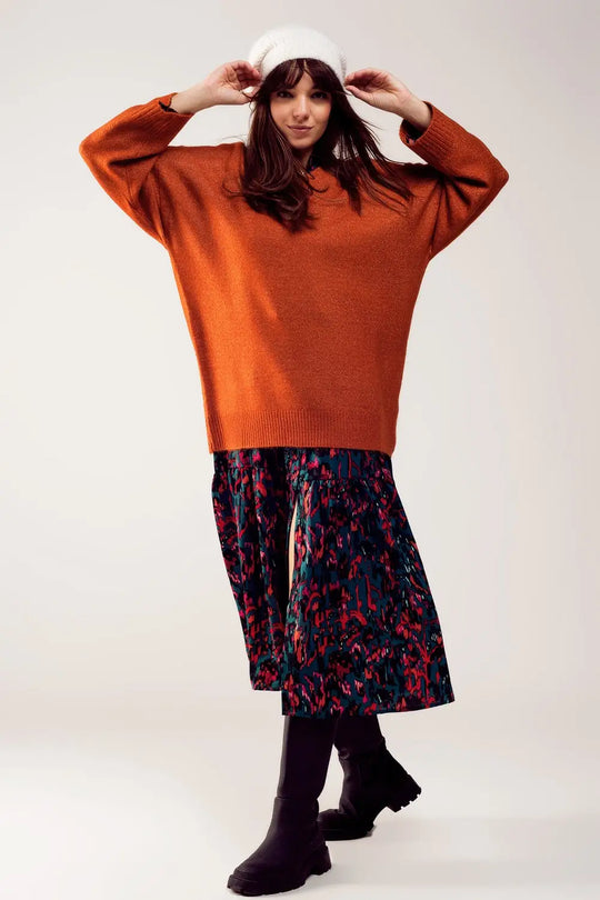 Oversized v neck sweater dress in orange - ORANGE / ONE - Sweaters