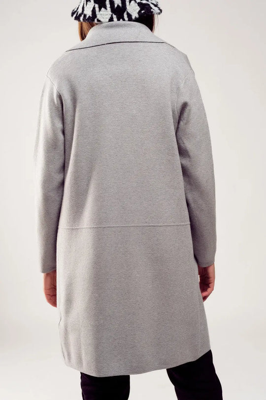 Oversized collar maxi cardigan in grey - GRAY / ONE - Cardigans