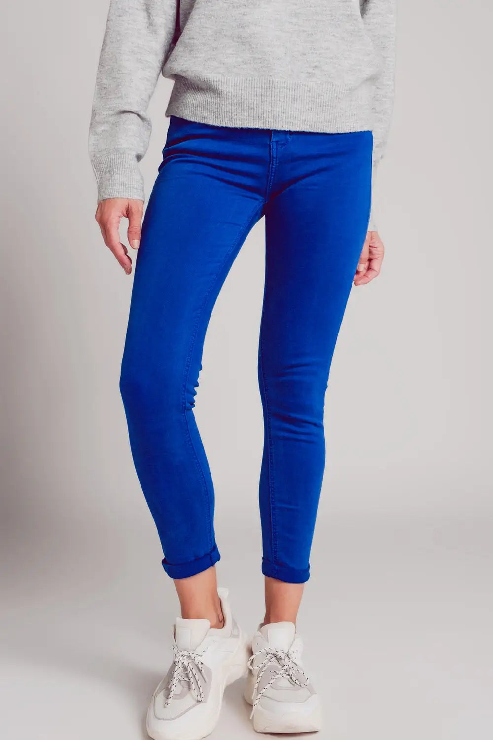 High waisted skinny jeans in electric blue - Colored Jeans