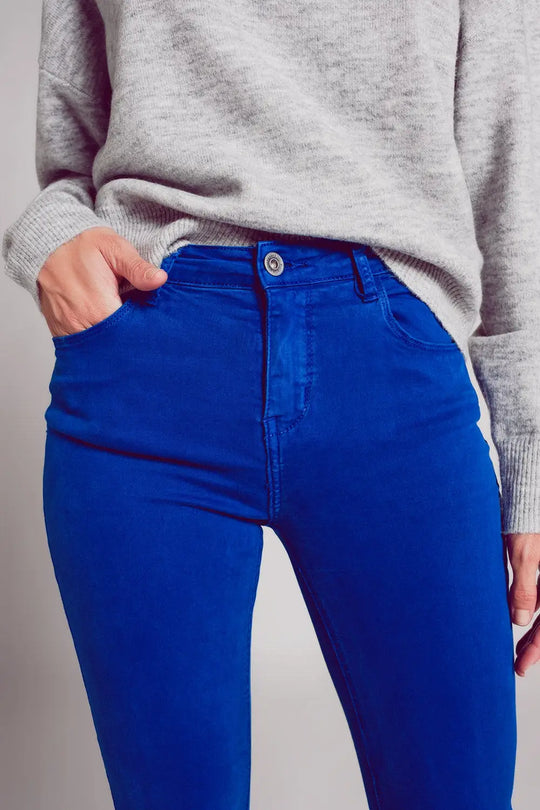 High waisted skinny jeans in electric blue - Colored Jeans