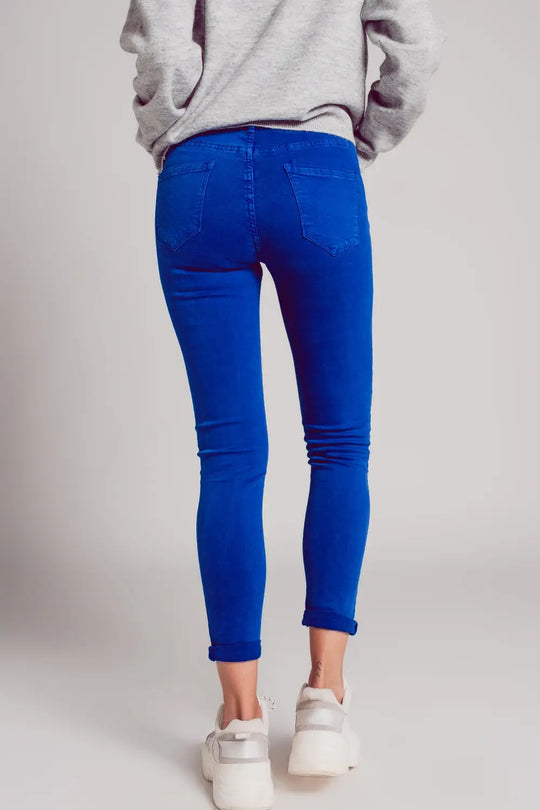 High waisted skinny jeans in electric blue - Colored Jeans