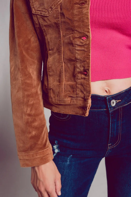 Cord jacket in camel - Jackets