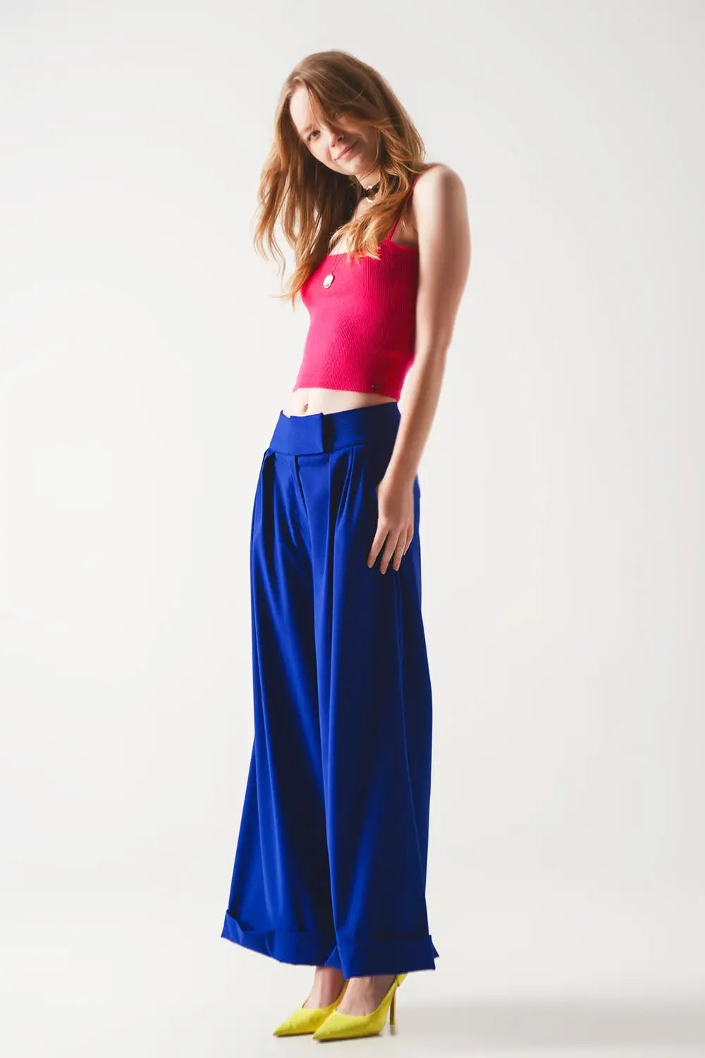 Knitted clean ribbed tank top in fucshia - Tops Sweaters