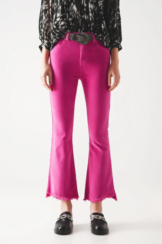 Flare corduroy pants in fucshia - Colored Jeans