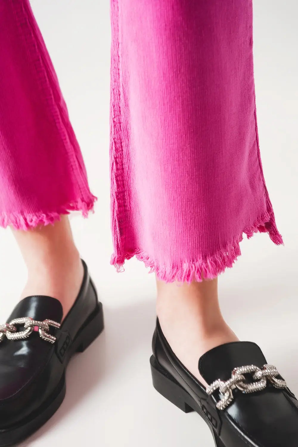 Flare corduroy pants in fucshia - Colored Jeans