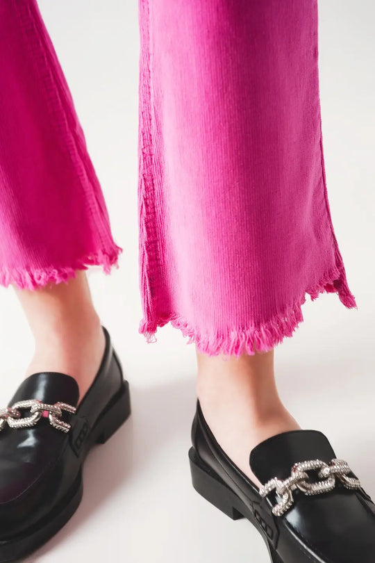 Flare corduroy pants in fucshia - Colored Jeans