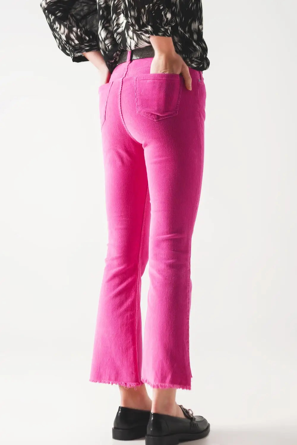 Flare corduroy pants in fucshia - Colored Jeans