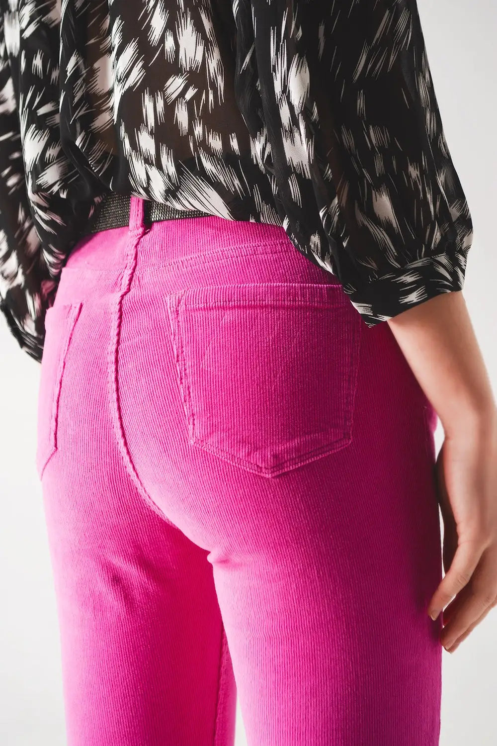 Flare corduroy pants in fucshia - Colored Jeans