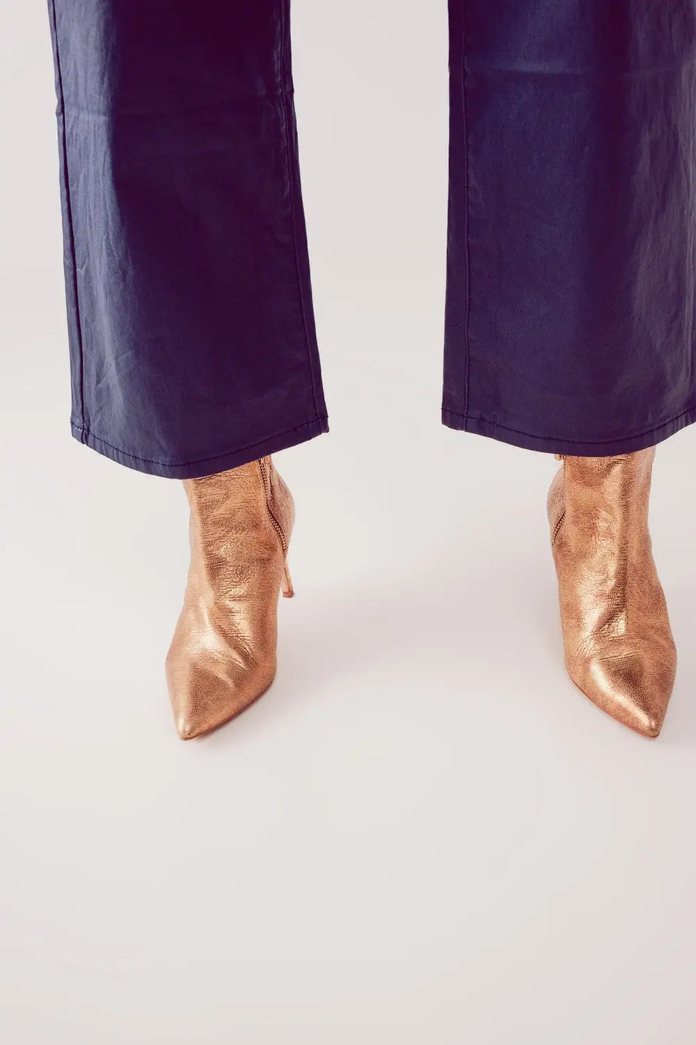 Faux leather wide leg pants in blue - Pants