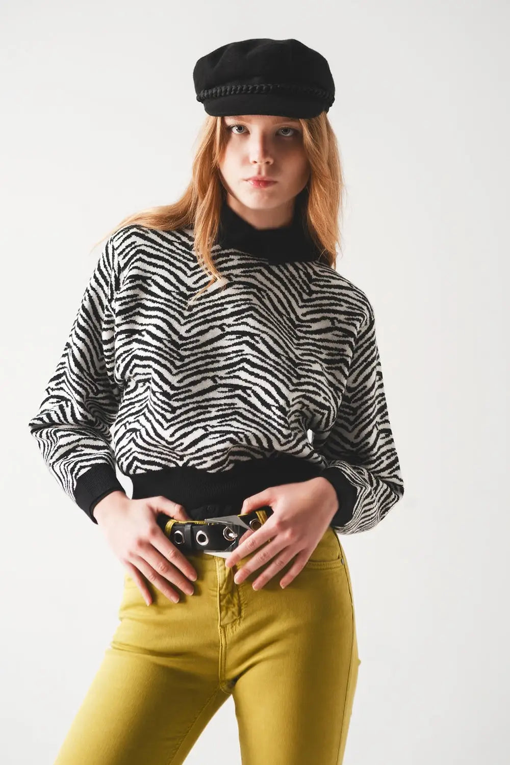 Black sweater with zebra pattern - Sweaters