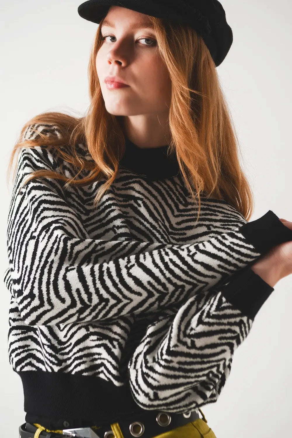Black sweater with zebra pattern - Sweaters