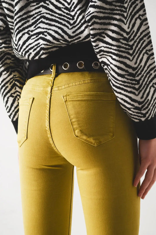 Flare jeans with raw hem edge in green - Colored Jeans
