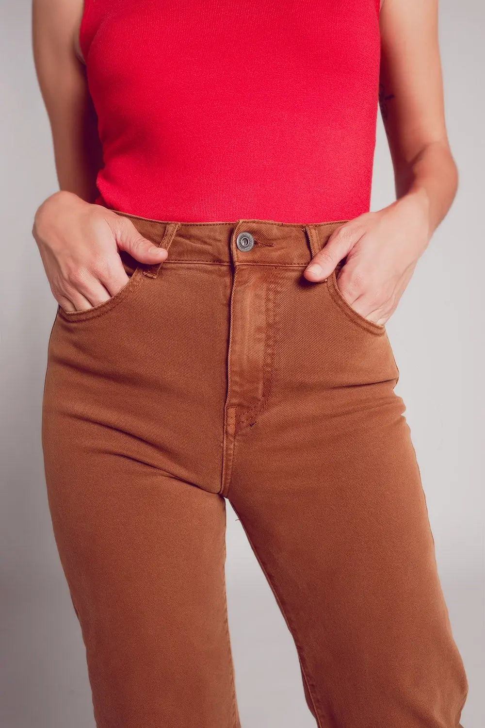 Wide leg jeans in camel brown - Colored Jeans