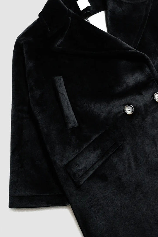 Faux suede oversized coat in black - Jackets
