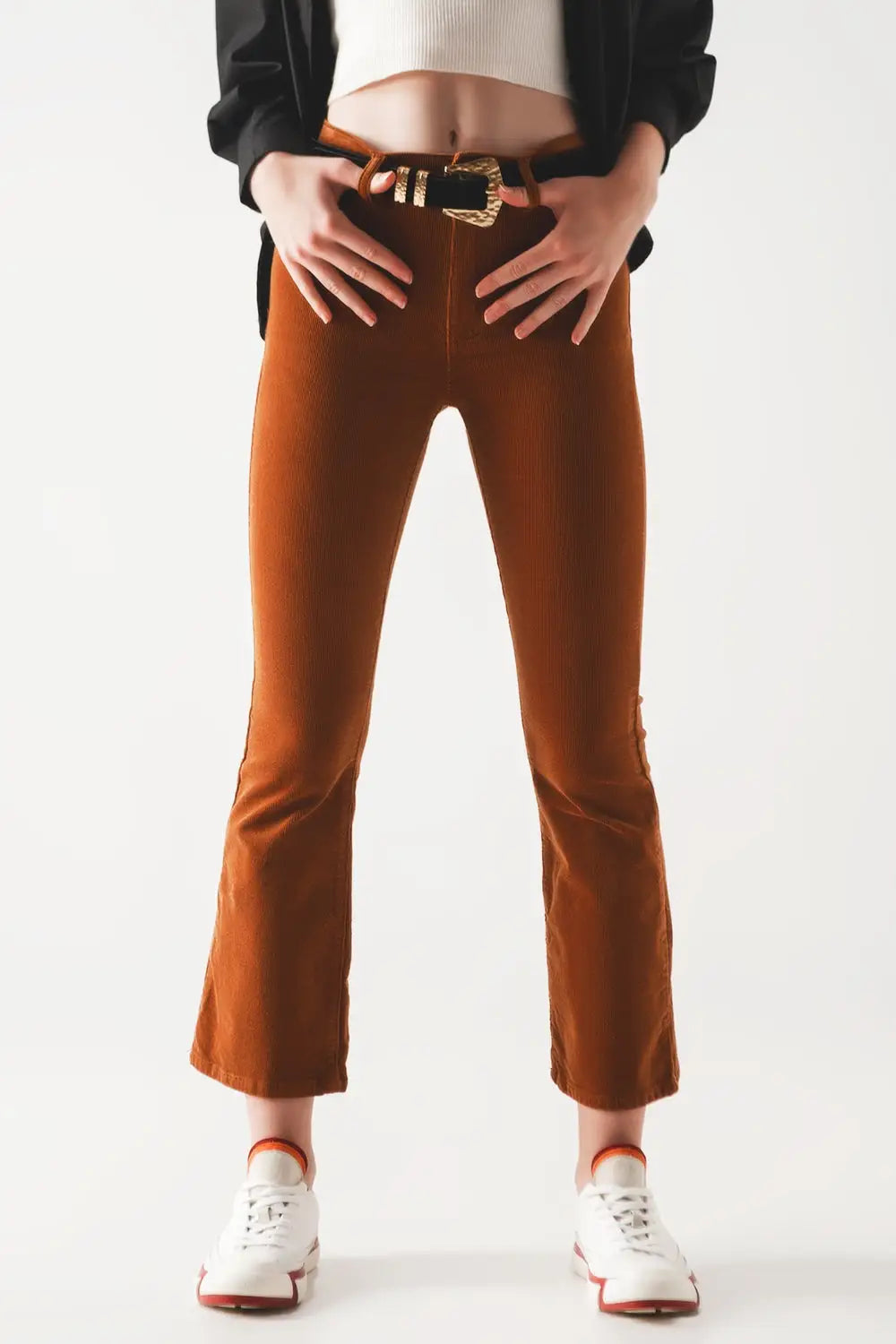 Cord flare in camel - Pants