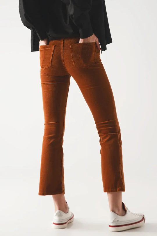 Cord flare in camel - Pants