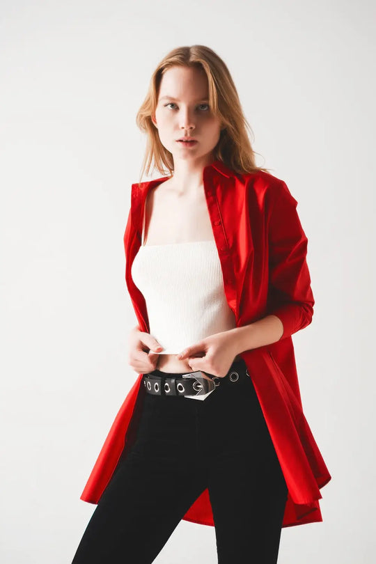 Oversized shirt in bold red - Shirts