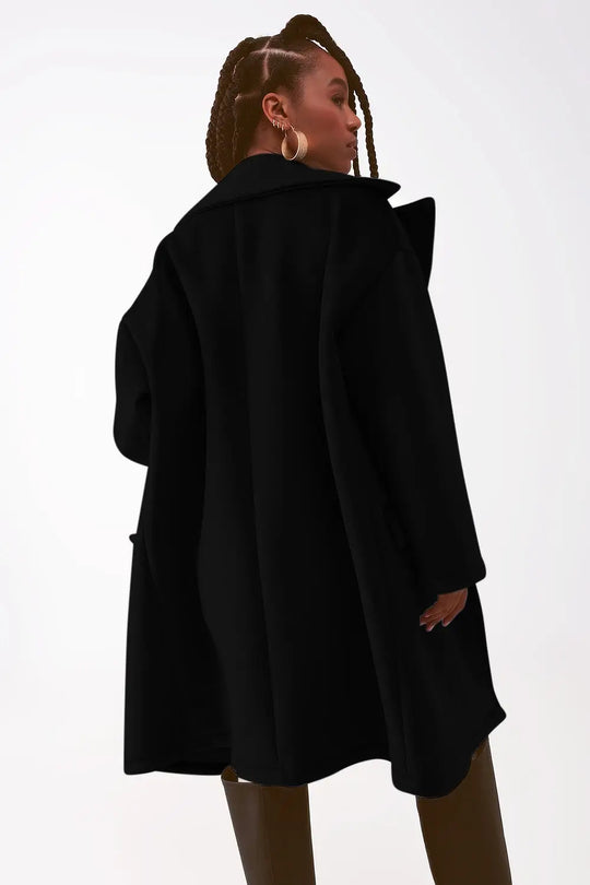 Faux suede oversized coat in black - Jackets