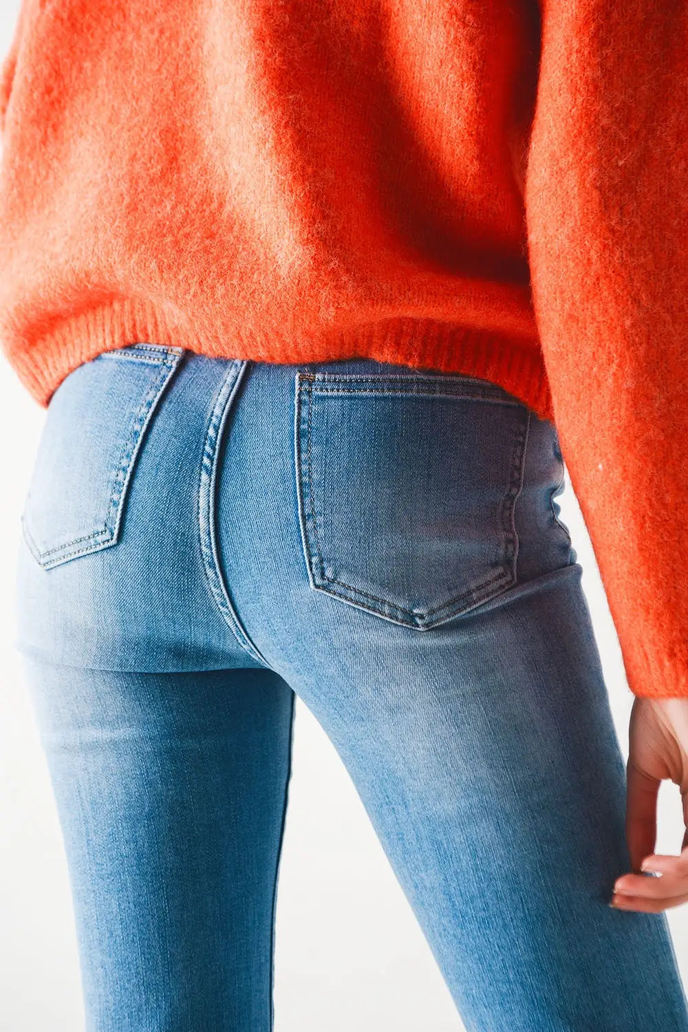 70s high flare jeans in light wash stretch