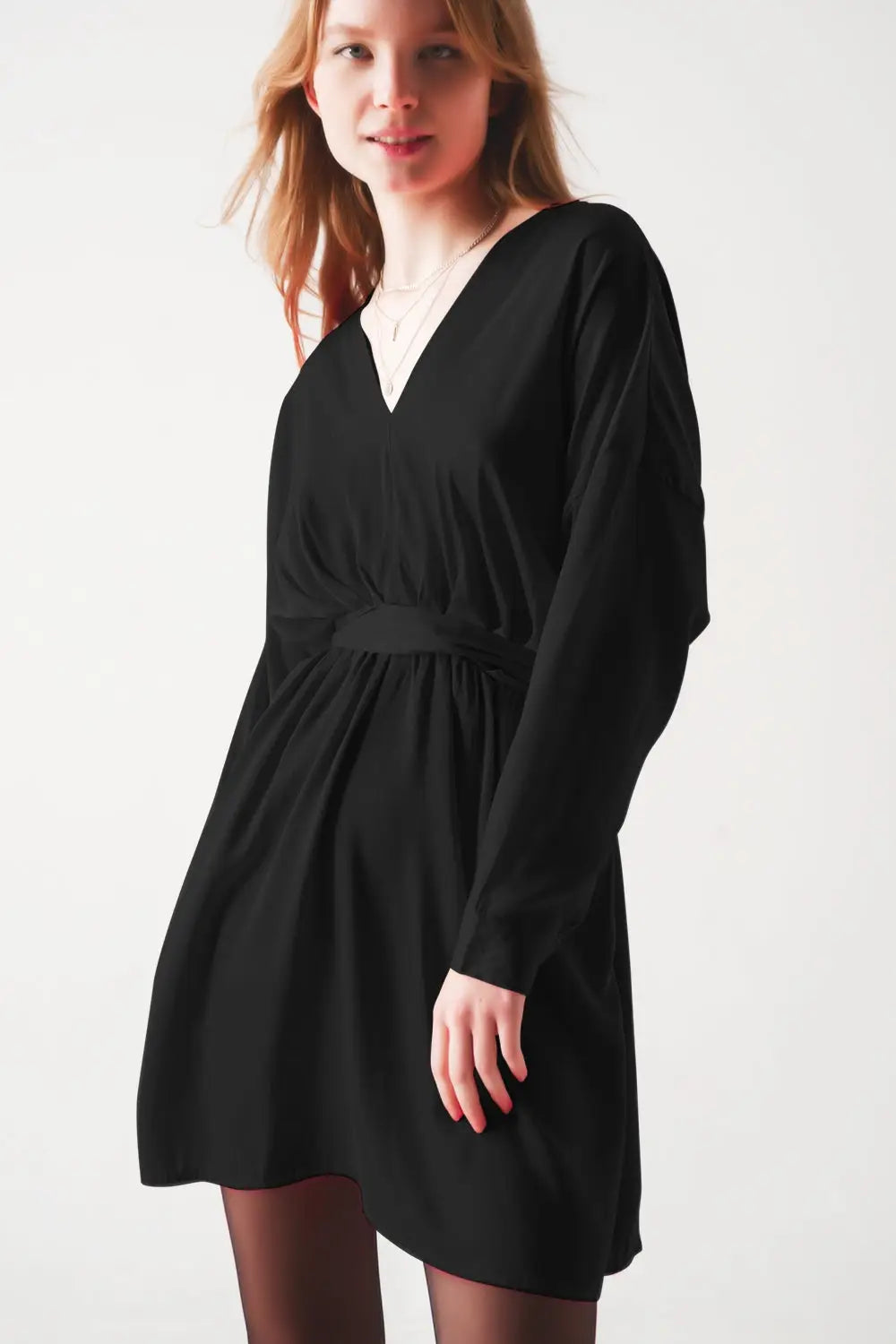 Satin mini dress in black - Dresses