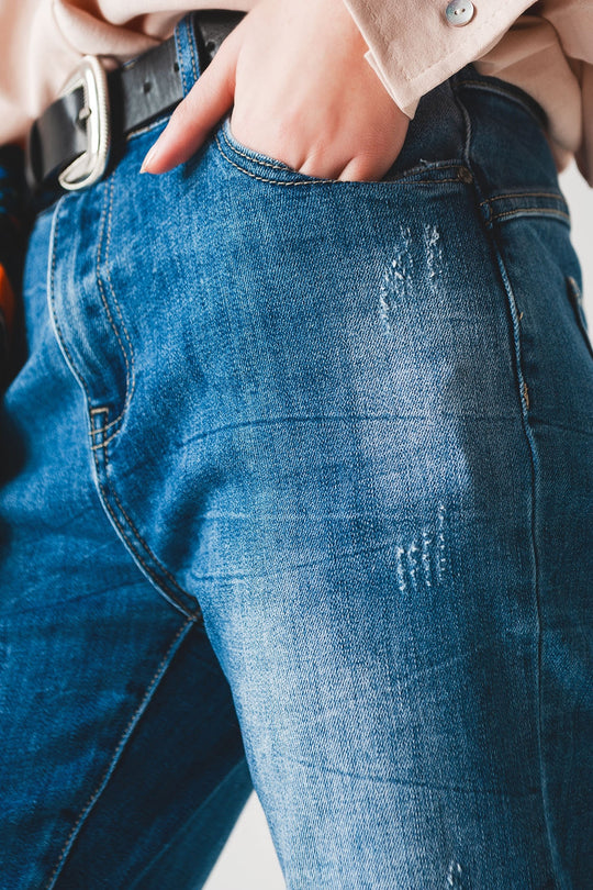 High rise cigarette jeans in midwash