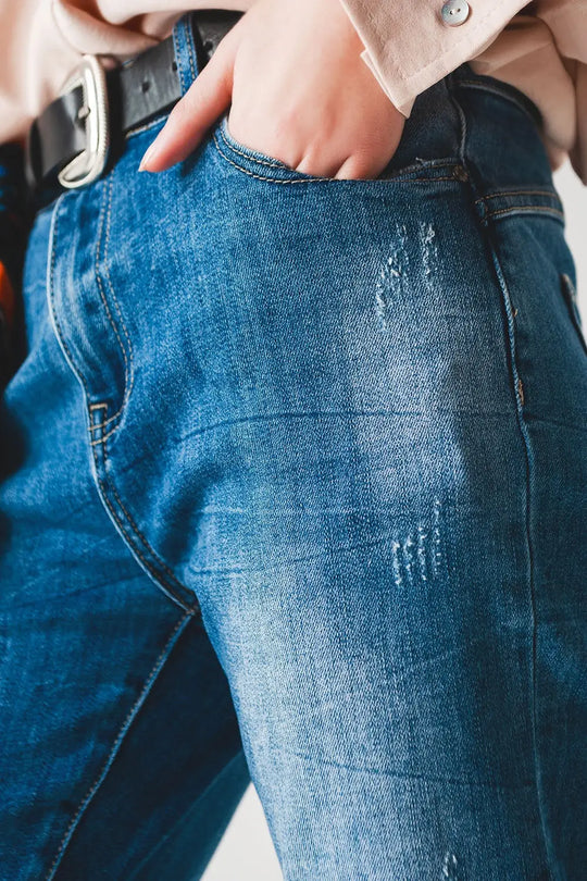 High rise cigarette jeans in midwash